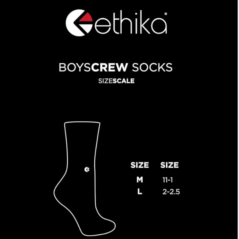 NWT Boy's ethika Navy Ribbed Crew Sock with Logo